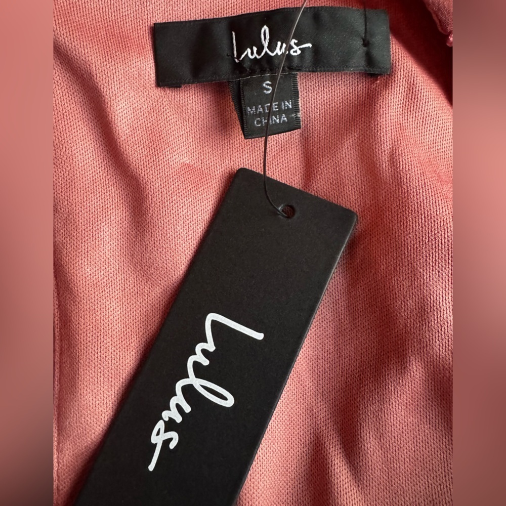 LULUS Charming Approach Rusty Rose Swiss Dot Tiered Mini Dress NWT Sz Small - Picture 9 of 13